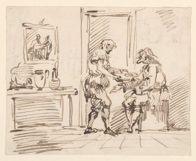 Tekening, Een genrescène, 1725-50 door Carlo Marchionni
