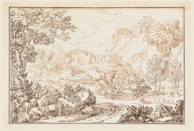 Tekening, Een landschap, 1770-86 door Carlo Marchionni