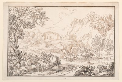 Tekening, Een landschap, 1770-86 door Carlo Marchionni