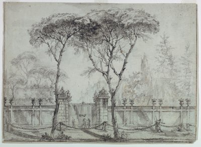 Tekening, Aan de poort van een villa, 1770-86 door Carlo Marchionni