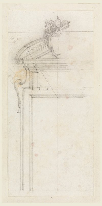 Tekening, ontwerp voor een deurkast, 1725-50 door Carlo Marchionni