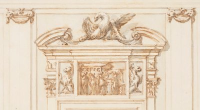 Tekening, Ontwerp voor het Noordportaal, Grote Galerij, Villa Albani, Rome, Italië, 1755-56 door Carlo Marchionni