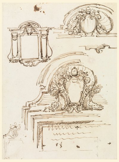 Tekening, Schetsen voor lijsten, voor de sacristie van St. Peter