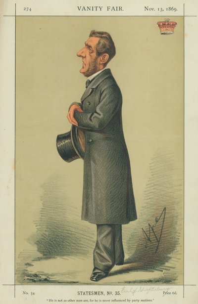 Graaf van Shaftesbury, Hij is niet zoals andere mannen want hij wordt nooit beïnvloed door partijmotieven, 13 november 1869, Vanity Fair cartoon door Carlo Pellegrini