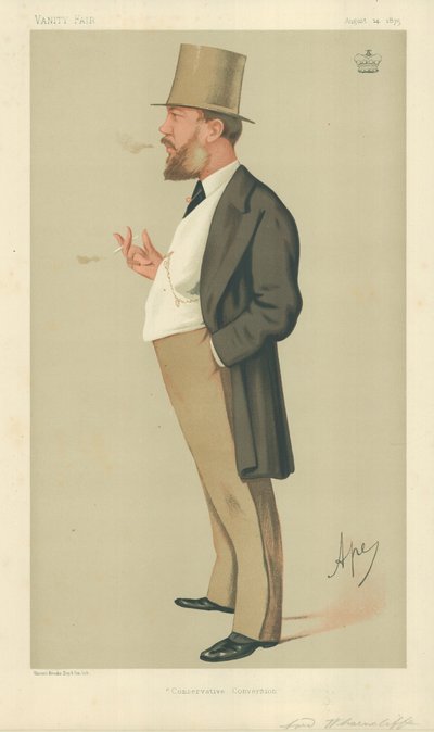 Lord Wharncliffe, conservatieve bekering, 14 augustus 1875, Vanity Fair cartoon door Carlo Pellegrini