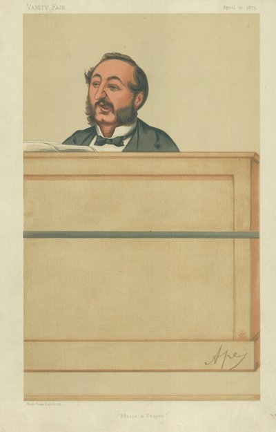 De Heer Ira D Sankey, Lof en Gebed, 10 april 1875, Vanity Fair cartoon door Carlo Pellegrini