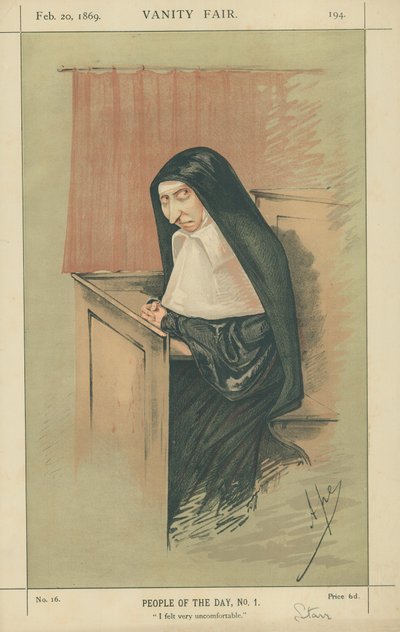 Mevrouw Starr, Ik voelde me erg ongemakkelijk, 20 februari 1869, Vanity Fair cartoon door Carlo Pellegrini