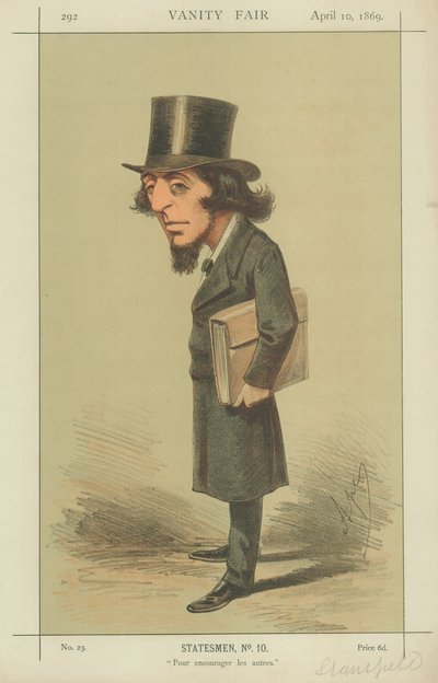 Rt Hon James Stansfeld, Pour encourager les autres, 10 april 1869, Vanity Fair cartoon door Carlo Pellegrini