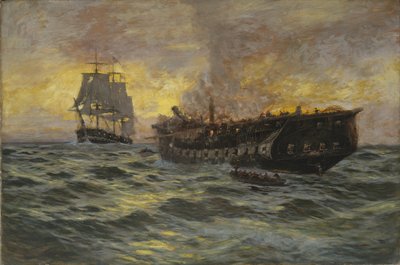 Engagement tussen de U.S. Fregat Constitution en H.M.S. Java, 1897 door Carlton Theodore Chapman