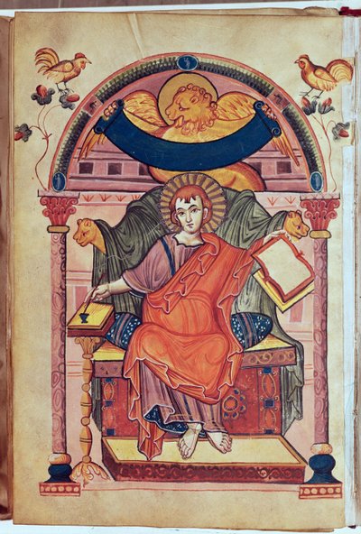 St. Marcus, uit het Ada-manuscript door Carolingian School