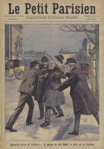 Aanval op president Armand Fallieres van Frankrijk in Parijs door Carrey