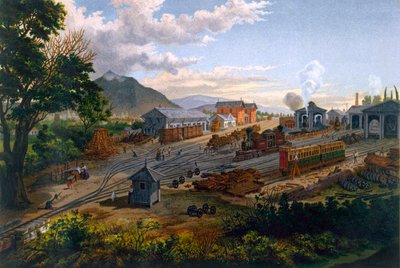 Station in Orizaba, 1878 door Casimiro Castro
