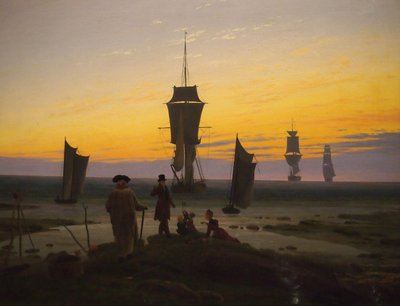 Duits: Die Lebensstufen (Strandbild, Strandszene in Wiek) De levensfasen (strandfoto, strandtafereel in Wiek) door Caspar David Friedrich