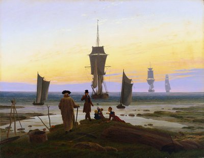 Duits: Die Lebensstufen (Strandbild, Strandszene in Wiek) De levensfasen (strandfoto, strandtafereel in Wiek) door Caspar David Friedrich