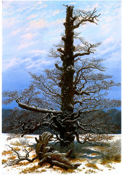 Duits: Eichbaum im Schnee De eikenboom in de sneeuw door Caspar David Friedrich