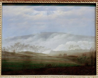Mist in de Elbe-vallei door Caspar David Friedrich