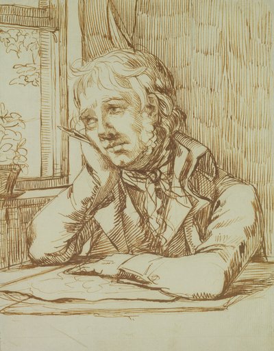 Zelfportret met gesteunde arm door Caspar David Friedrich