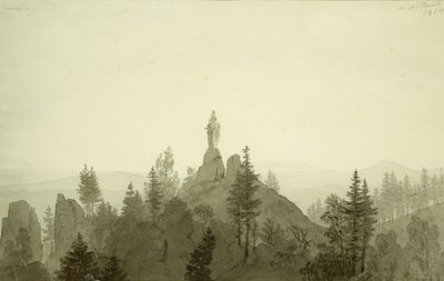 Beeld van de Madonna in de bergen door Caspar David Friedrich