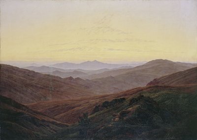 Krkonoše / Voor zonsopgang in de bergen door Caspar David Friedrich