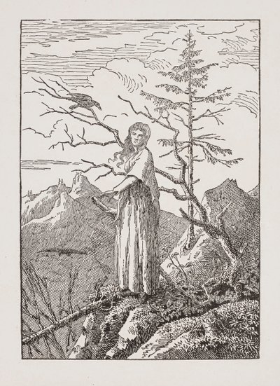 Vrouw met Raaf bij de Afgrond door Caspar David Friedrich