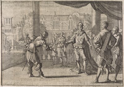 Keizer Ferdinand III wordt gefeliciteerd met de geboorte van zijn zoon Leopold, 1640 door Caspar Luyken