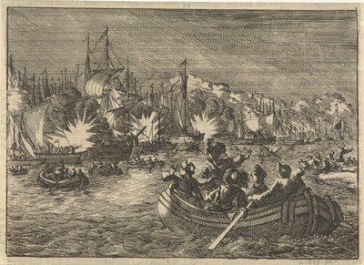 Spaanse vloot op de Schelde door Hollanders veroverd en verbrand, 1631 door Caspar Luyken