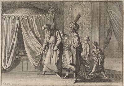 Ziekbed van de vrouw van de pasja, 1639 door Caspar Luyken
