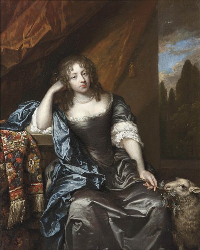Portret van een onbekende vrouw door Caspar Netscher