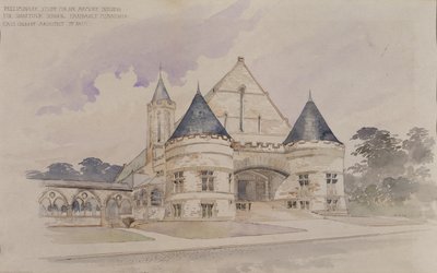 Voorstudie voor een wapenarsenaal voor Shattuck School, Faribault, Minnesota door Cass Gilbert