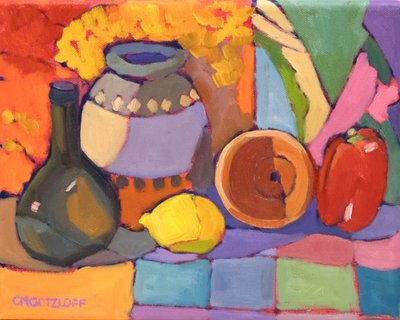Stralend tafelblad, 2024 (olieverf op doek) door Catherine J Martzloff