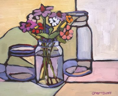 Reflecterend glas, 2023 (olieverf op paneel) door Catherine J Martzloff