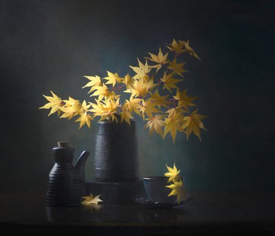 Stilleven met gouden esdoorn door Catherine Wang