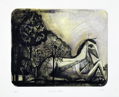 Gentle Horse, 2015 (mokulito litho met handkleuring) door Cathie Pilkington