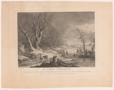 Winters landschap met aangevallen figuren door Cathérine Elise Cousinet