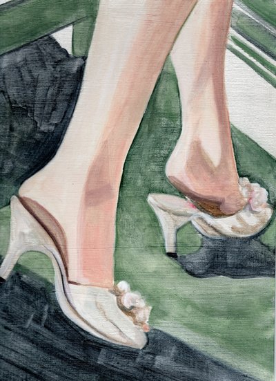 No Place is Home, 2020 (acryl  olieverf op papier) door Cathy Lomax