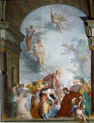 La Renommee viert de heldendaden van Lorenzo de Medici il Magnifico (Laurent de Medici le Magnifico) (1449-1492) door Cecco  Bravo