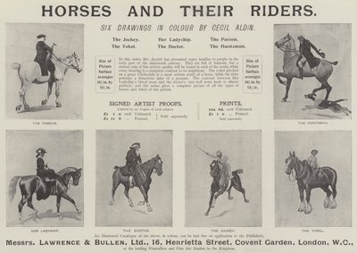 Advertentie, paarden en hun ruiters door Cecil Charles Windsor Aldin