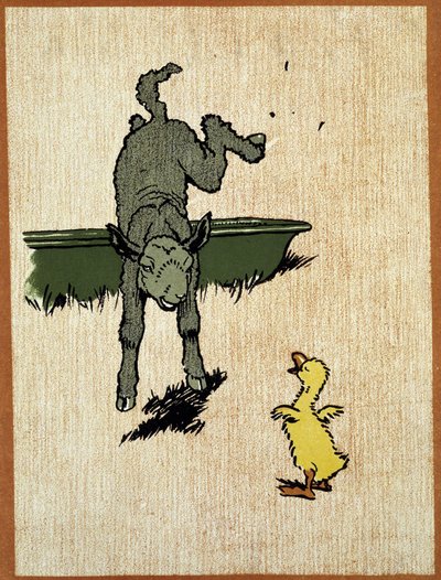 Zwart lam en eendje - tekening door Cecil Aldin door Cecil Charles Windsor Aldin