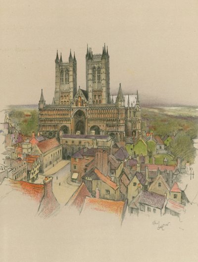 Kathedraal van Lincoln door Cecil Charles Windsor Aldin