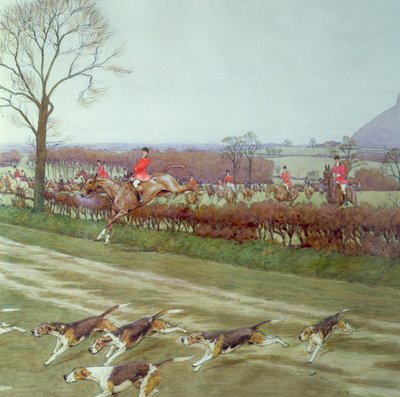De Cheshire - weg van Tattenhall (detail) door Cecil Charles Windsor Aldin
