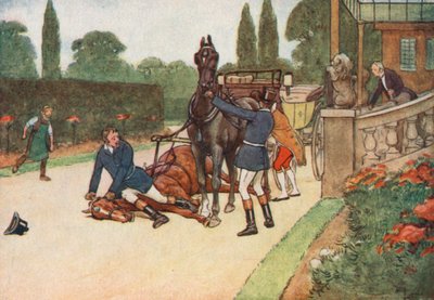 York zette zich prompt plat op haar hoofd om haar worstelen te voorkomen door Cecil Charles Windsor Aldin