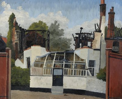 Verwoeste school, Dedham door Cedric Morris