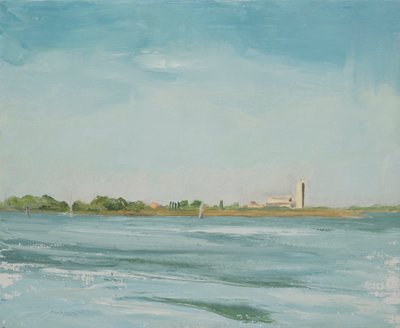 Torcello vanaf Burano, Venetië (olieverf op doek) door Celia Montague
