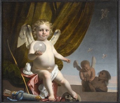 Amor met een glazen bol, 1650-1660 door Cesar Boetius van Everdingen