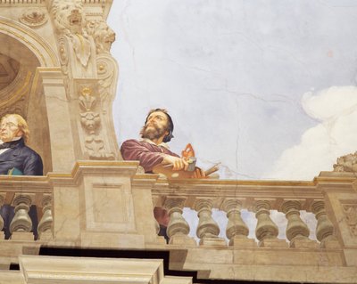 Detail van Allegorie van Italië, fresco door Cesare Mariani, plafond, Zaal van de Meerderheid, Paleis van Financiën, Rome door Cesare Mariani