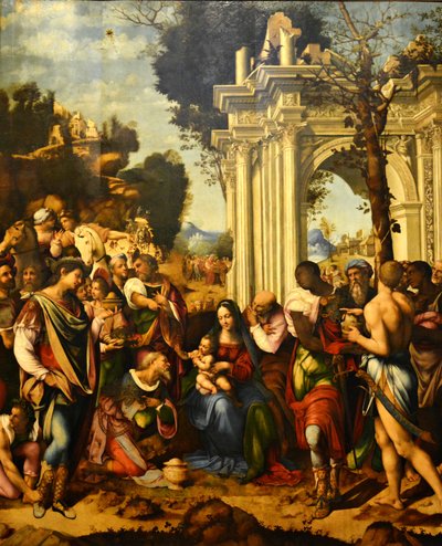De aanbidding van de Wijzen door Cesare da Sesto