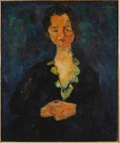 Portret van een vrouw met een blauwe achtergrond, 1927 door Chaim Soutine