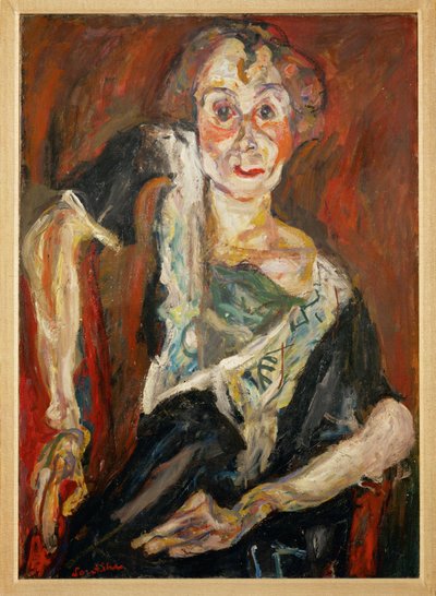De oude actrice (schilderij op doek) door Chaim Soutine
