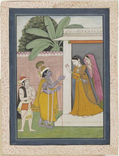 Radha geeft Krishna zijn fluit niet terug door Chajju (attributed to)