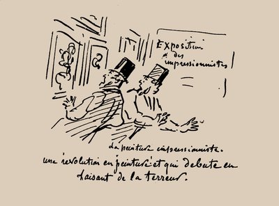 Revolutie in de schilderkunst! En een angstaanjagend begin. Le Charivari, 1874 door Cham